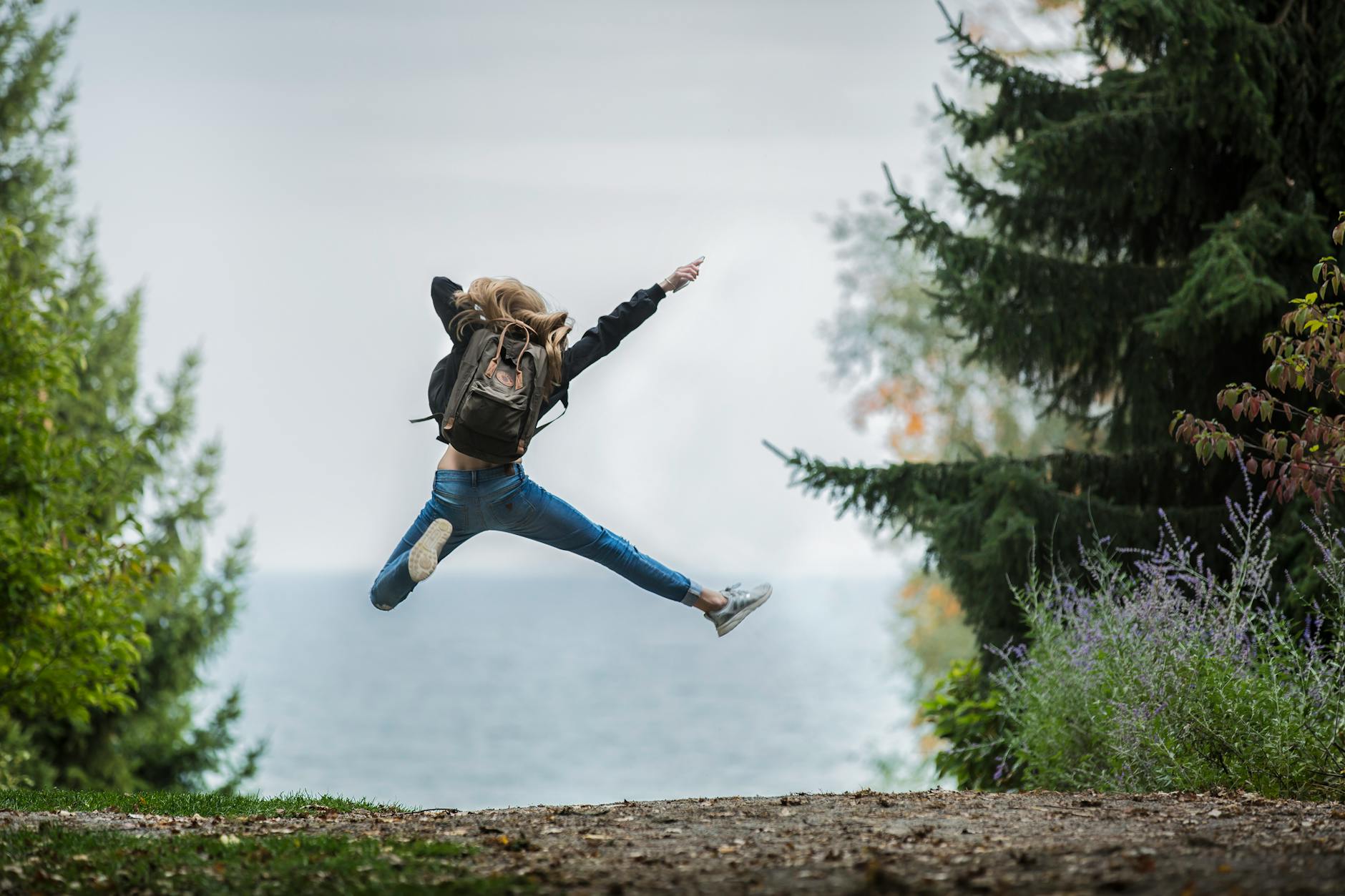 Girl jumping for joy